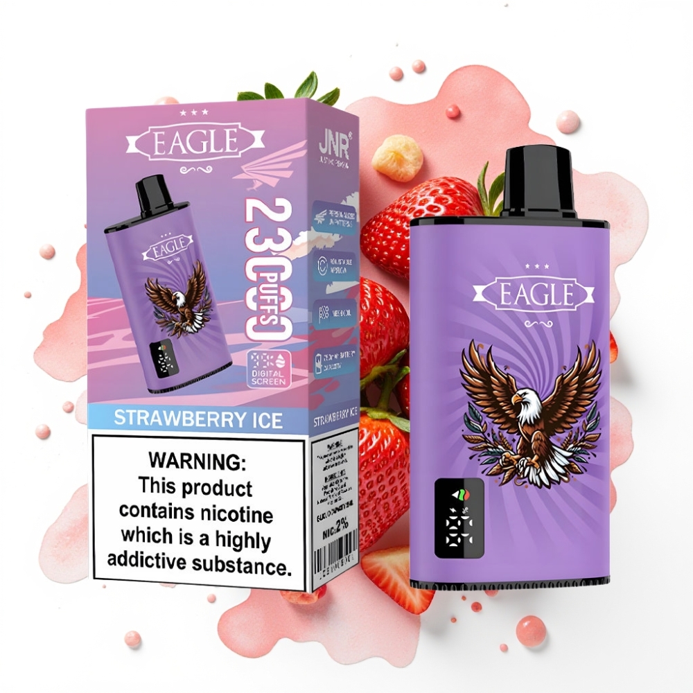 JNR EAGLE Smart 23000 Puffs Disposable Vape Jordbær Is – 25ml, 750mAh, Type-C