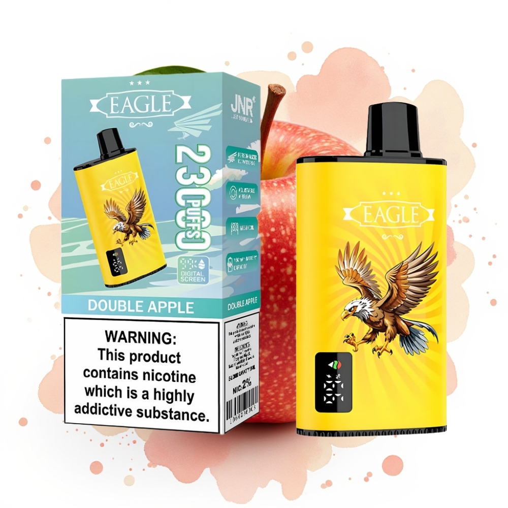JNR EAGLE Smart 23000 Puffs Engangsvaper Dobbel Eple – Digital Skjerm, 1.0ohm Mesh Coil, Justerbar Luftstrøm