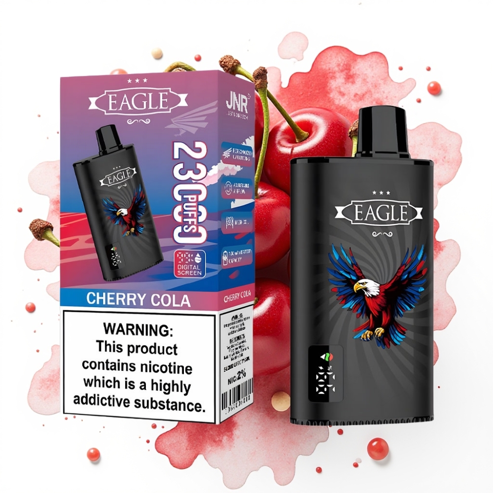 JNR EAGLE Smart 23000 Puffs Engangsvaper Kirsebær Cola – Digital Skjerm, 1.0ohm Mesh Coil, 25ml