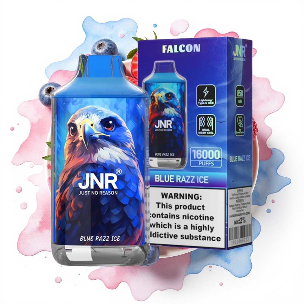 JNR Falcon 16000 Puffs Blå Razz Is – 22ml, 850mAh, Type C