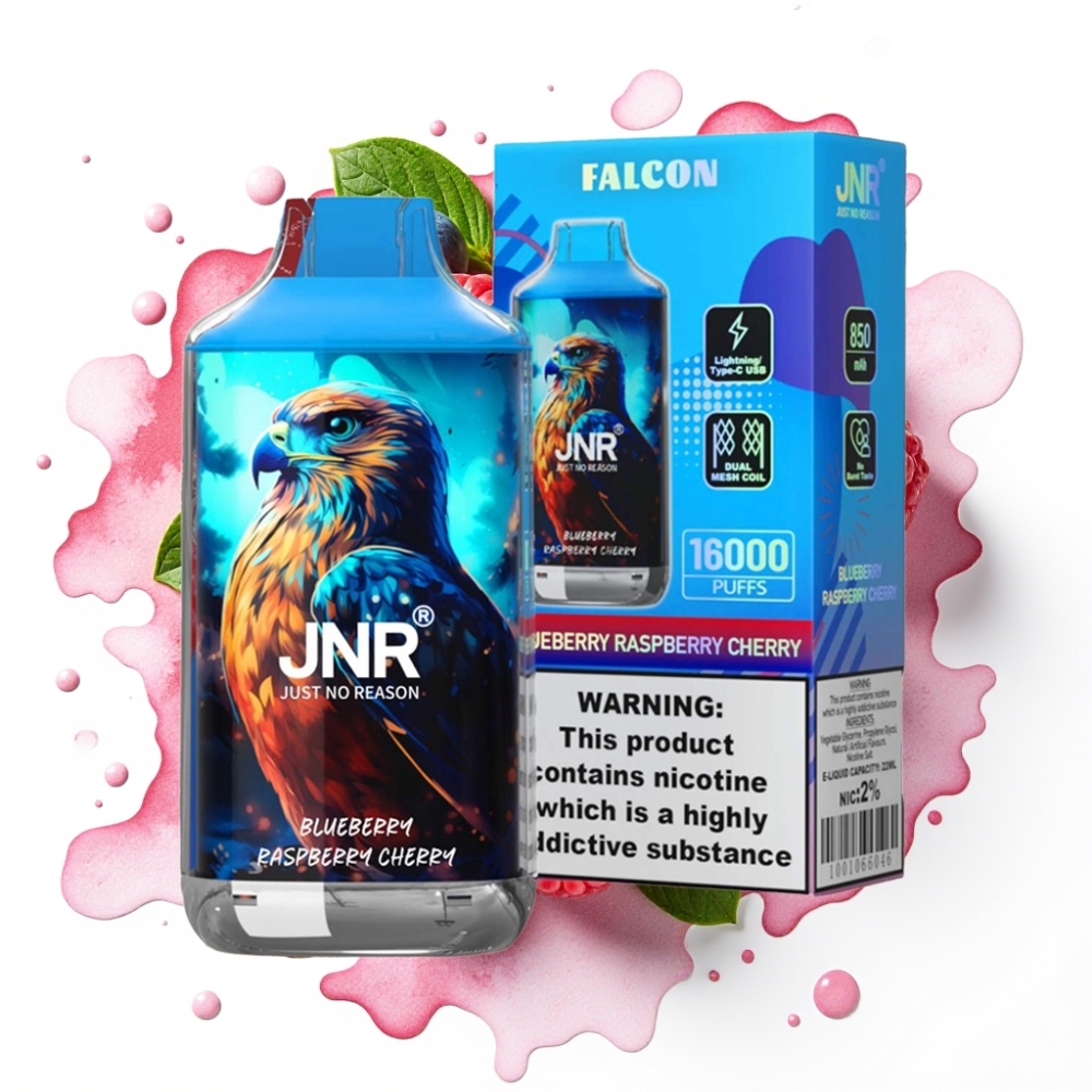 JNR Falcon 16000 Puffs Blåbær Bringebær Kirsebær 22ml 850mAh Type C