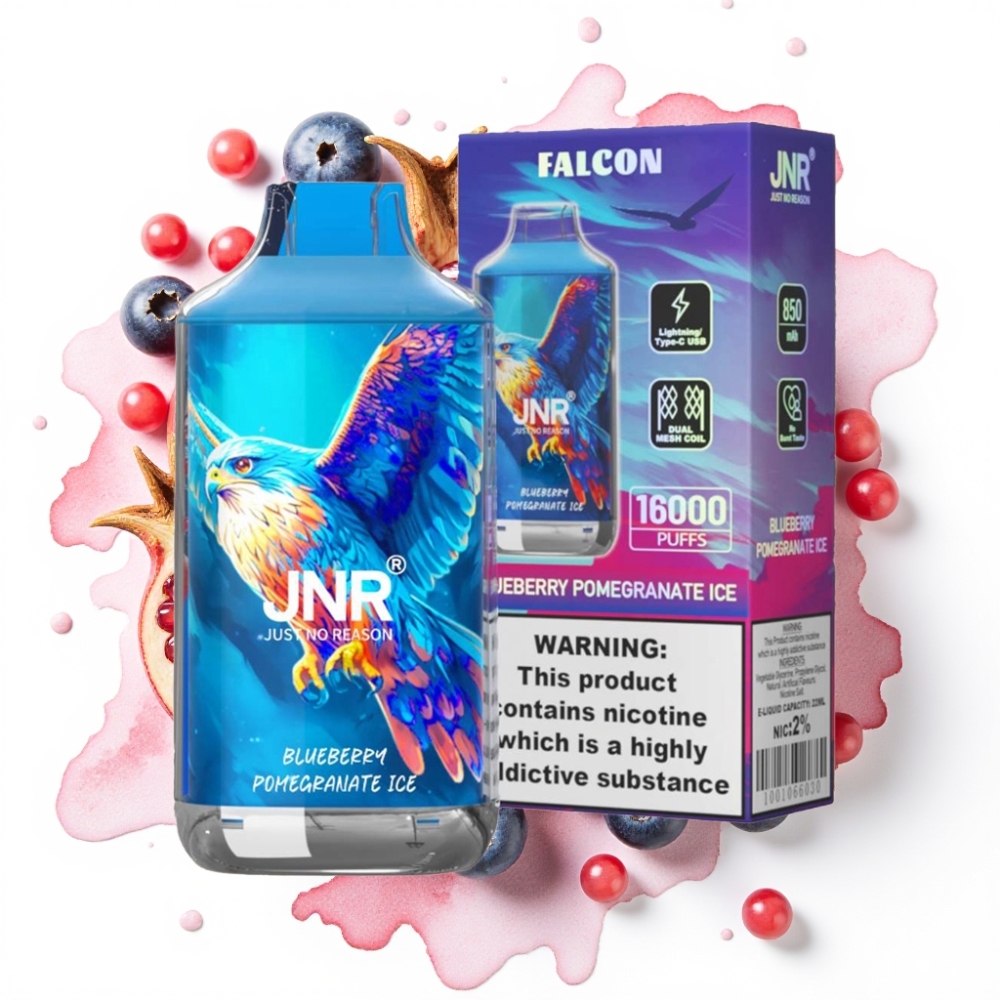 JNR Falcon 16000 Puffs Blåbær Granate Is – 850mAh, 22ml, Dual Mesh