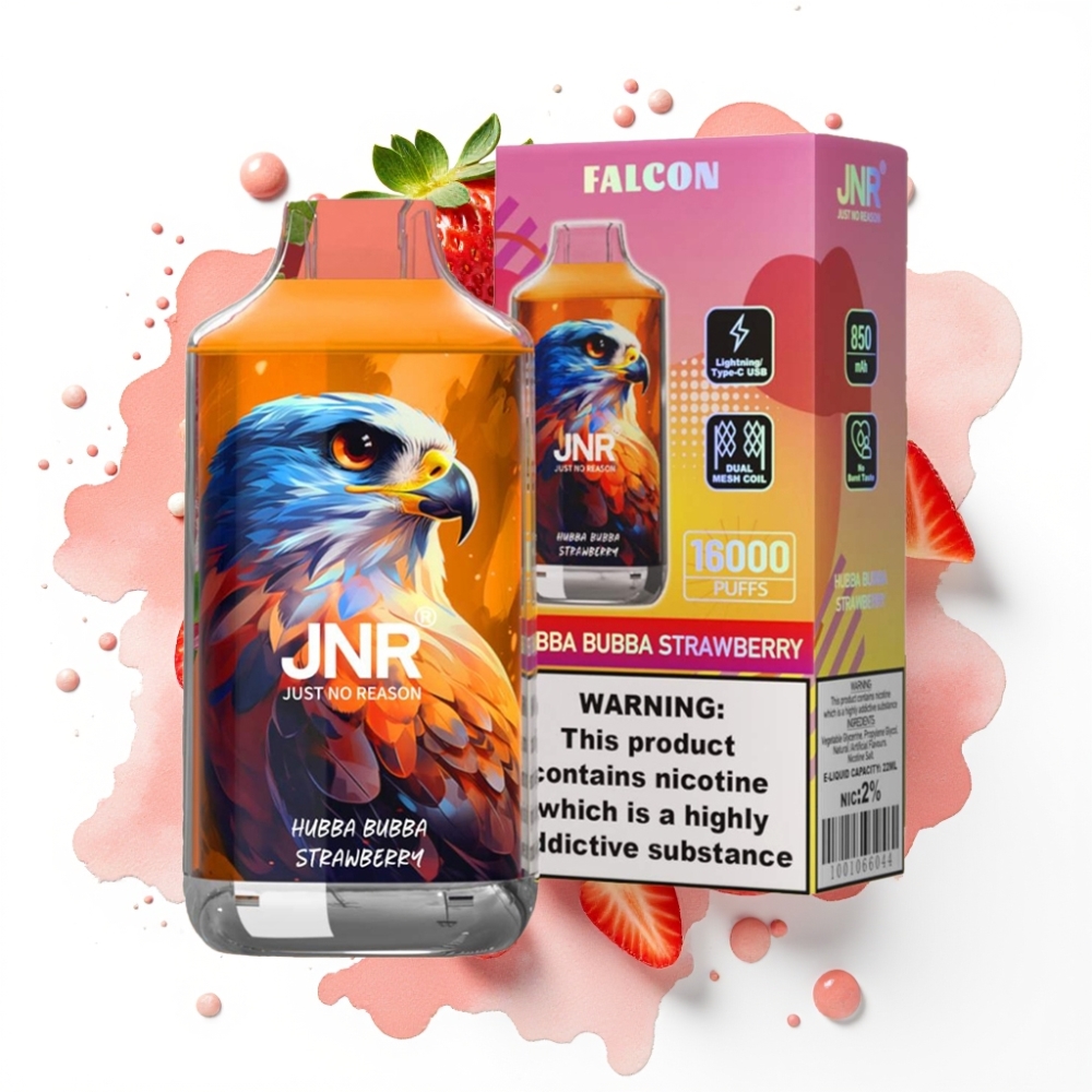 JNR Falcon 16000 Puffs Disposable Vape Hubba Bubba Jordbær 22ml 850mAh Type C