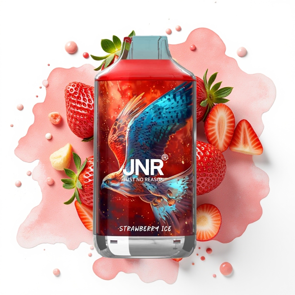 JNR Falcon 16000 Puffs Disposable Vape Jordbær Is – 850mAh, 22ml, Dual Mesh Coil