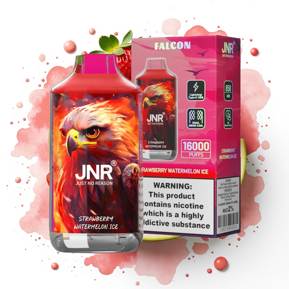 JNR Falcon 16000 Puffs Disposable Vape Jordbær Vannmelon Is – 850mAh, 22ml, Dual Mesh Coil