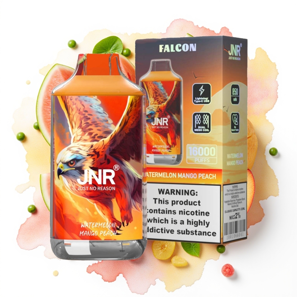 JNR Falcon 16000 Puffs Vannmelon Mango Fersken – 22ml, 850mAh, Type C
