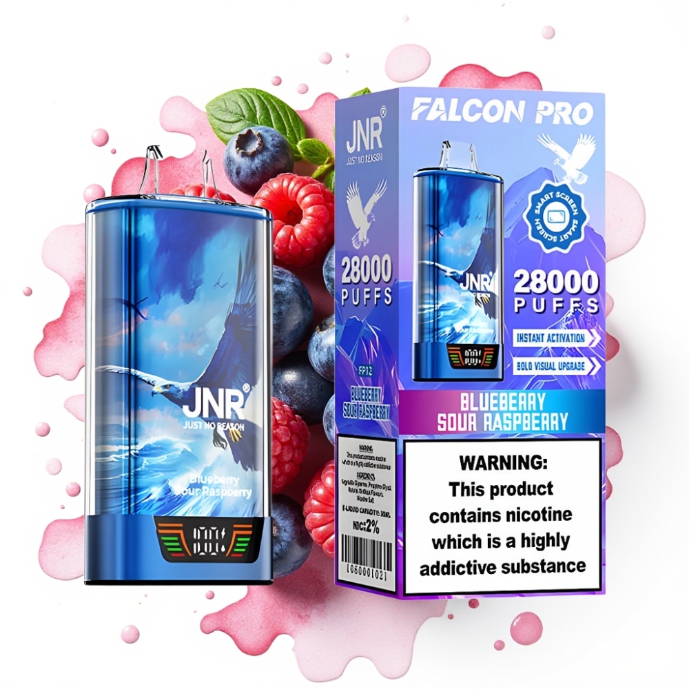 JNR Falcon Pro 28000 Disposable Vape Blåbær Sur Bringebær – 30ml/950mAh/28000 Puffs