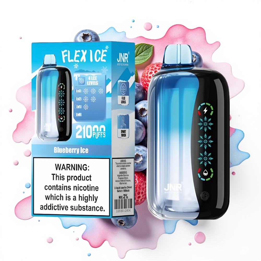 JNR Flex Ice 21000 Puffs Disposable Vape Blåbæris, 26ml, 1.2 Ohm Dual Mesh