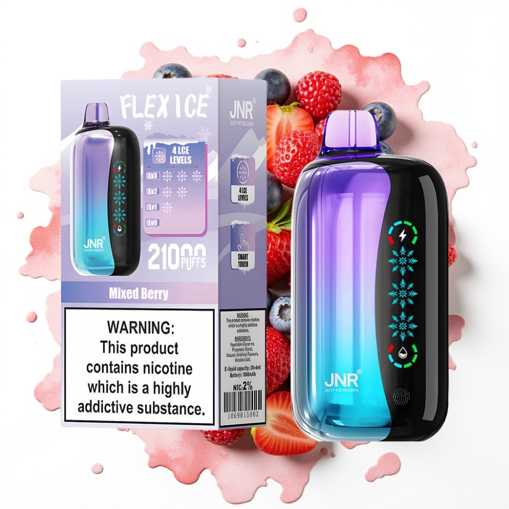JNR Flex Ice 21000 Puffs Disposable Vape Blandet Bær – 26ml, 1.2 Ohm, Type-C