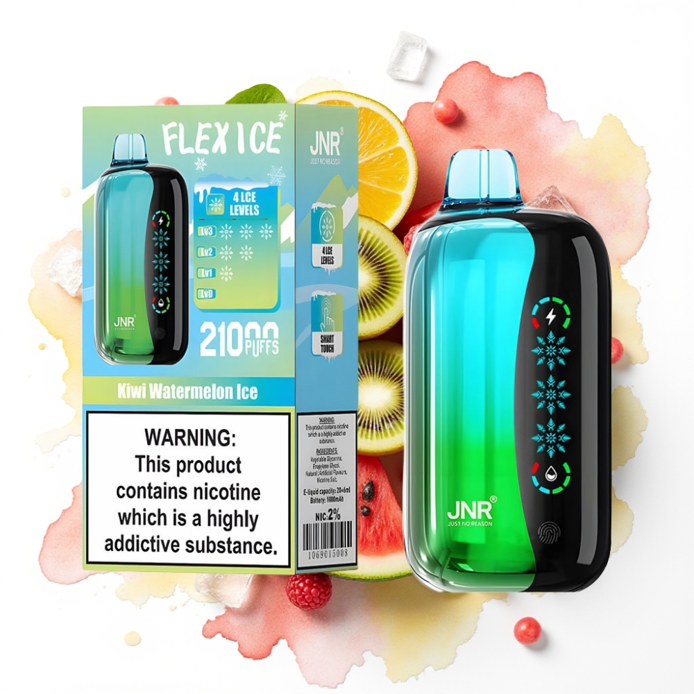 JNR Flex Ice 21000 Puffs Disposable Vape Kiwi Vannmelon Is 26ml 5% 1000mAh