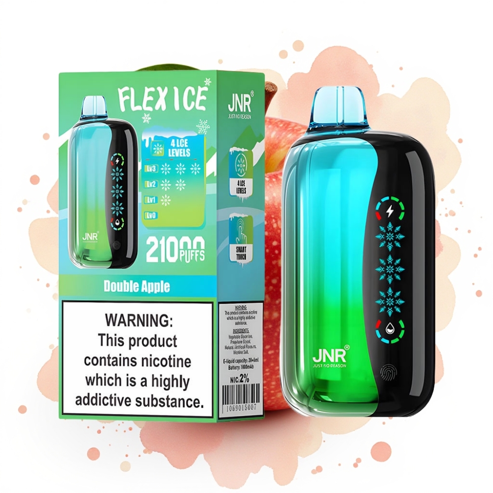 JNR Flex Ice 21000 Puffs Engangsdamp Dobbel Eple – 26ml, 1.2 Ohm, Isjusterbar