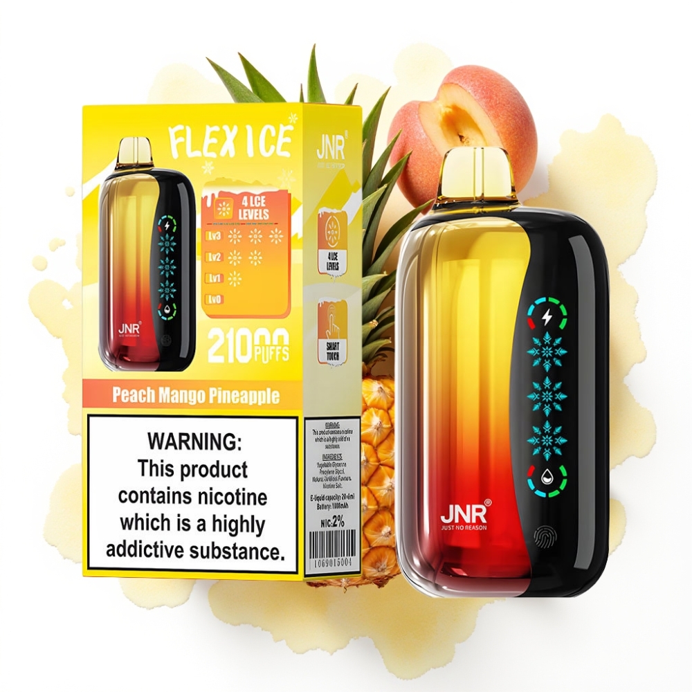 JNR Flex Ice 21000 Puffs Engangsdamp Fersken Mango Ananas – 26ml, 1.2 Ohm, 1000mAh
