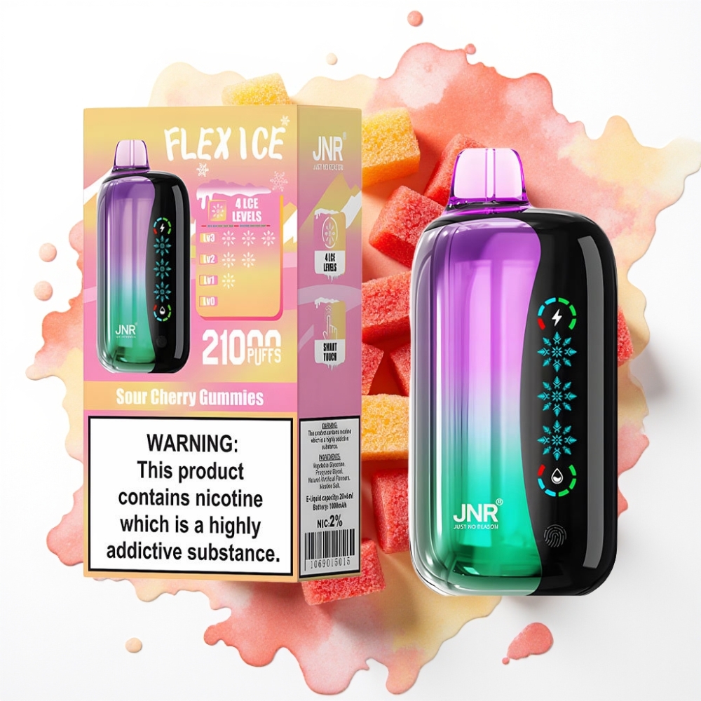 JNR Flex Ice 21000 Puffs Engangsdamper Sure Kirsebær Gummier 26ml 1000mAh