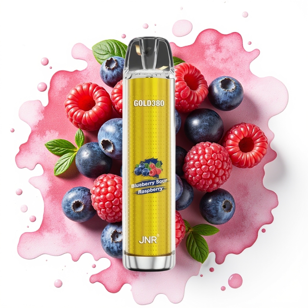 JNR Gold380 6000 Puffs Engangsdamper Blåbringebær Sur Bringebær 1500mAh 13ml