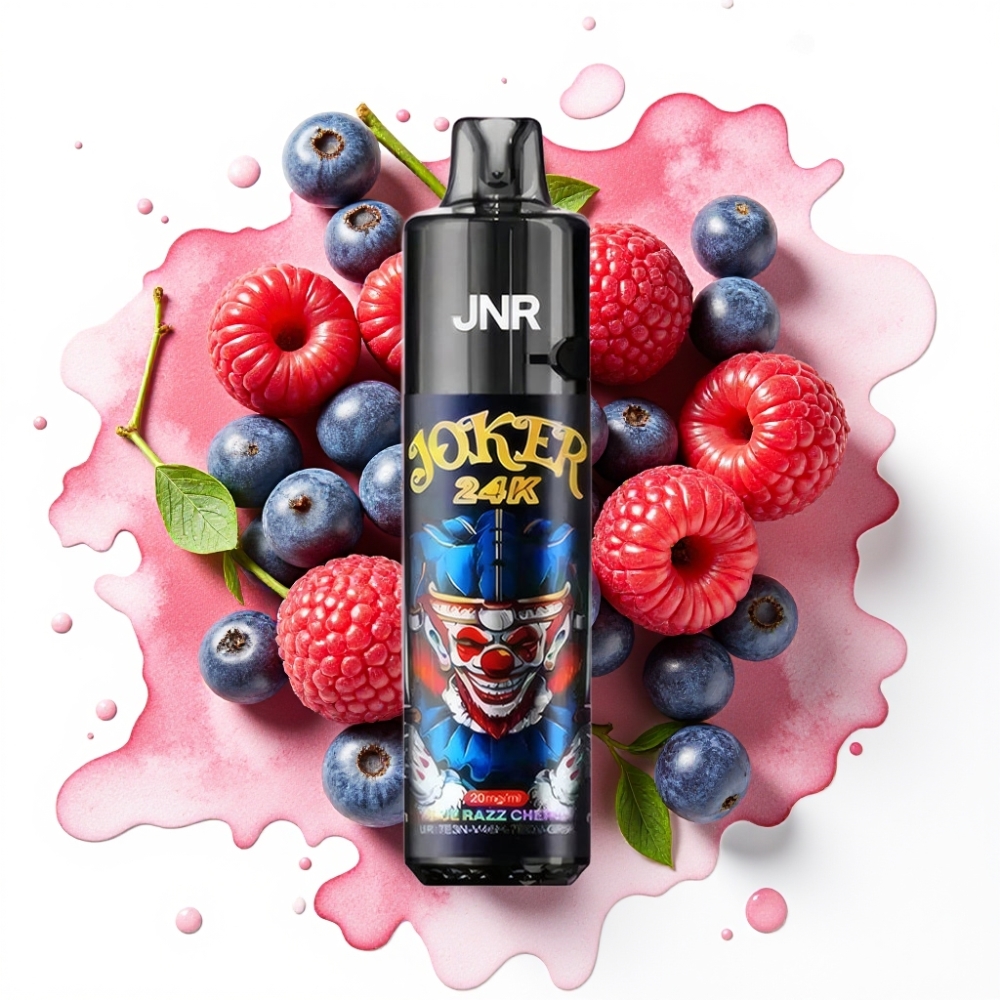 JNR Joker 24K Puffs Disposable Vape Blå Bringebær Kirsebær 2+10ml 800mAh