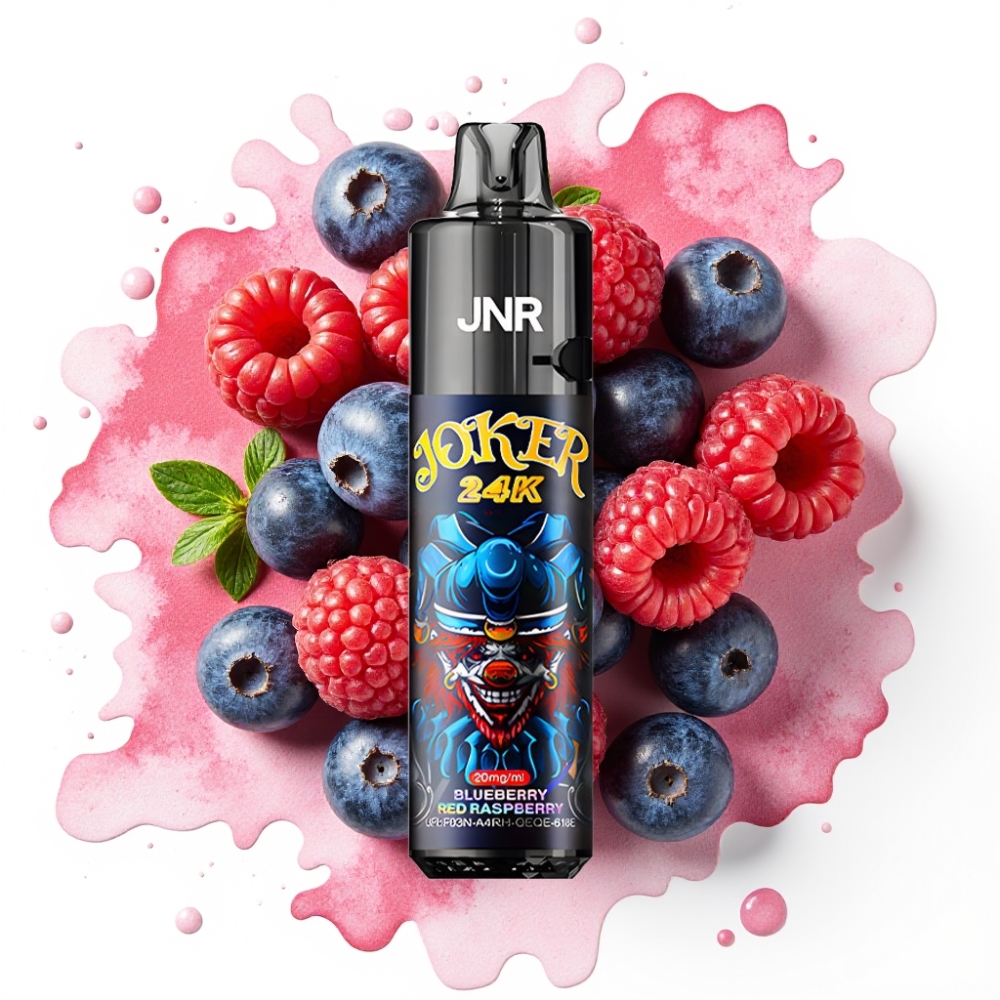 JNR Joker 24K Puffs Disposable Vape Blåbær Rød Bringebær – 24000 Puffs, 2% Nikotin, 800mAh