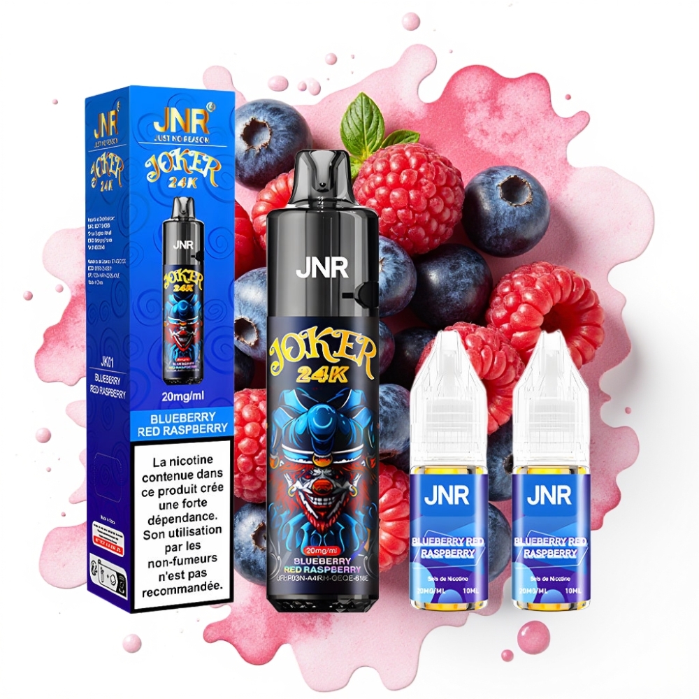 JNR Joker 24K Puffs Disposable Vape Blåbær Rød Bringebær – 24000 Puffs, 2% Nikotin, 800mAh