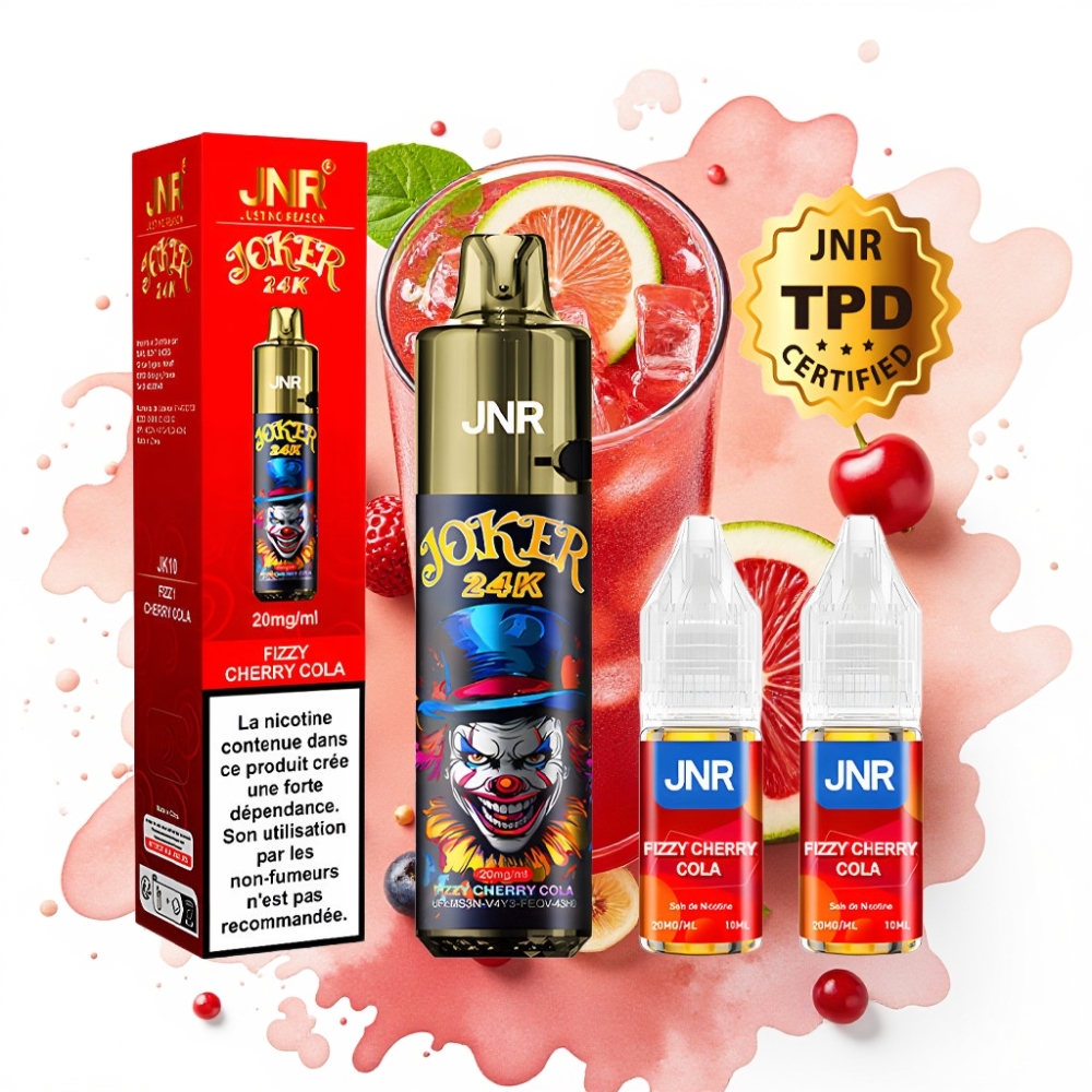 JNR Joker 24K Puffs Disposable Vape Frisk Kirsebær Cola – 24000 Puffs, 2% Nikotin, 800mAh