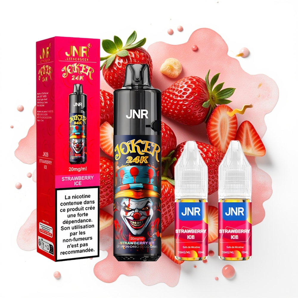 JNR Joker 24K Puffs Disposable Vape Jordbær Is, 2+10ml, 800mAh, 24000 Puffs