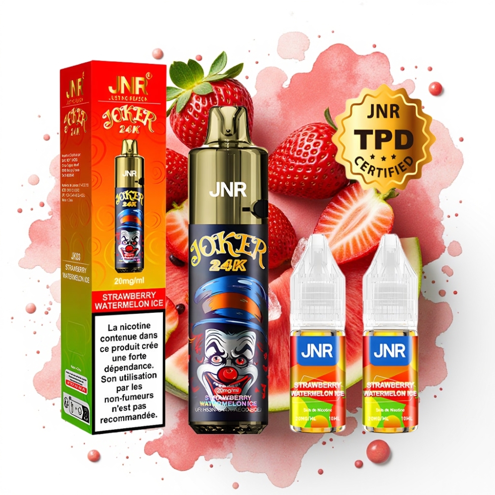 JNR Joker 24K Puffs Disposable Vape Jordbær Vannmelon Is 2+10ml 800mAh 24000 Puffs