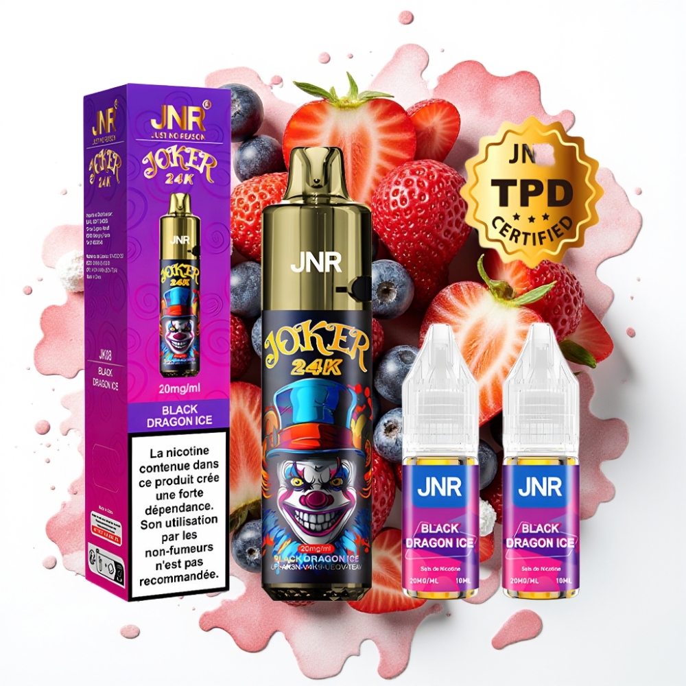 JNR Joker 24K Puffs Engangsdamp Svarte Drage Is 10ml 800mAh 24000 Puffs
