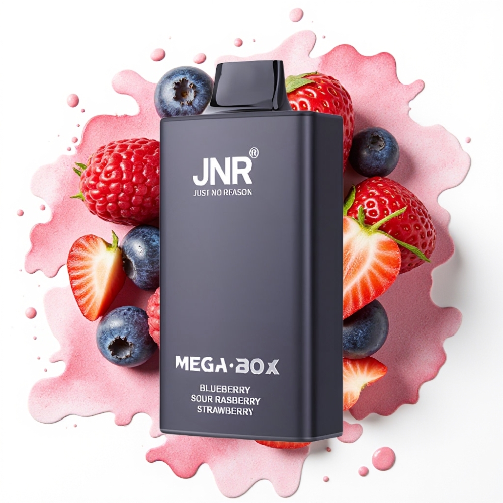 JNR Mega Box 25000 Puffs Engangs Vape Blåbær Sur Bringebær Jordbær 30ml 850mAh