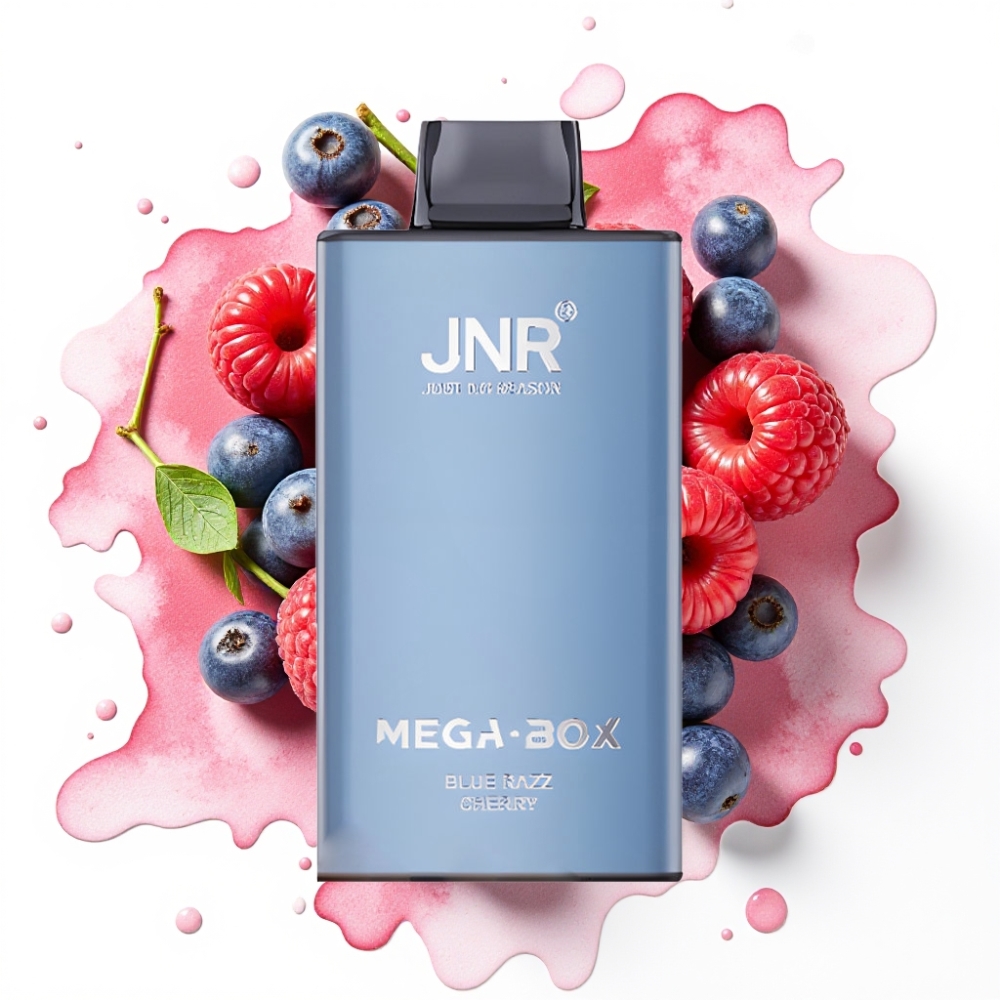 JNR Mega Box 25000 Puffs Engangsdamp Blå Bringebær Kirsebær – 30ml, 850mAh, Type-C