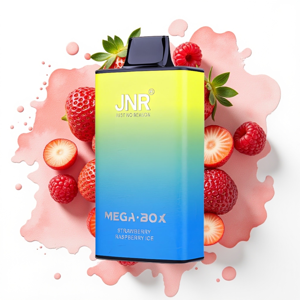 JNR Mega Box 25000 Puffs Engangsvaper Jordbær Bringebær Is – 30ml, 850mAh, Type-C