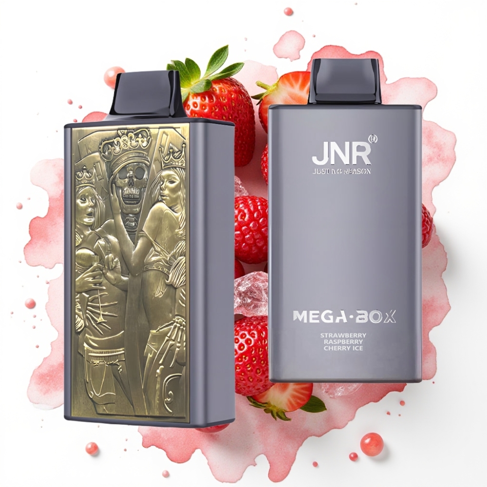 JNR Mega Box 25000 Puffs Engangsvaper Jordbær Bringebær Kirsebær Is – 30ml, 850mAh, Type-C