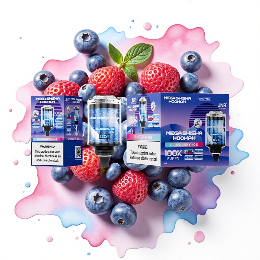 JNR Mega Shisha Hookah 100K Desktop Blåbær Is 60ml 2200mAh