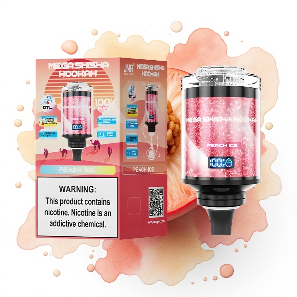 JNR Mega Shisha Hookah 100K Desktop Kompatibilitet Fersken Is 60ml 2200mAh