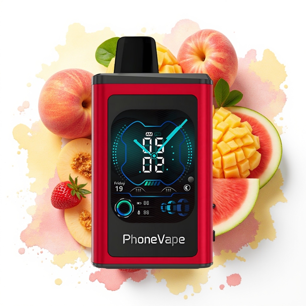 JNR PhoneVape 30000 puffs Engangs Vape Fersken Mango Vannmelon – 850mAh, Turbo Mode, Justerbar Luftstrøm