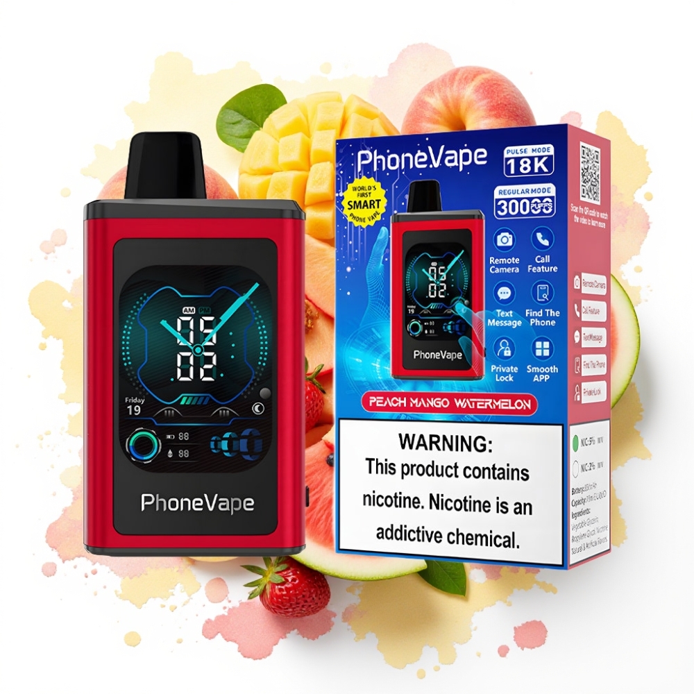 JNR PhoneVape 30000 puffs Engangs Vape Fersken Mango Vannmelon – 850mAh, Turbo Mode, Justerbar Luftstrøm
