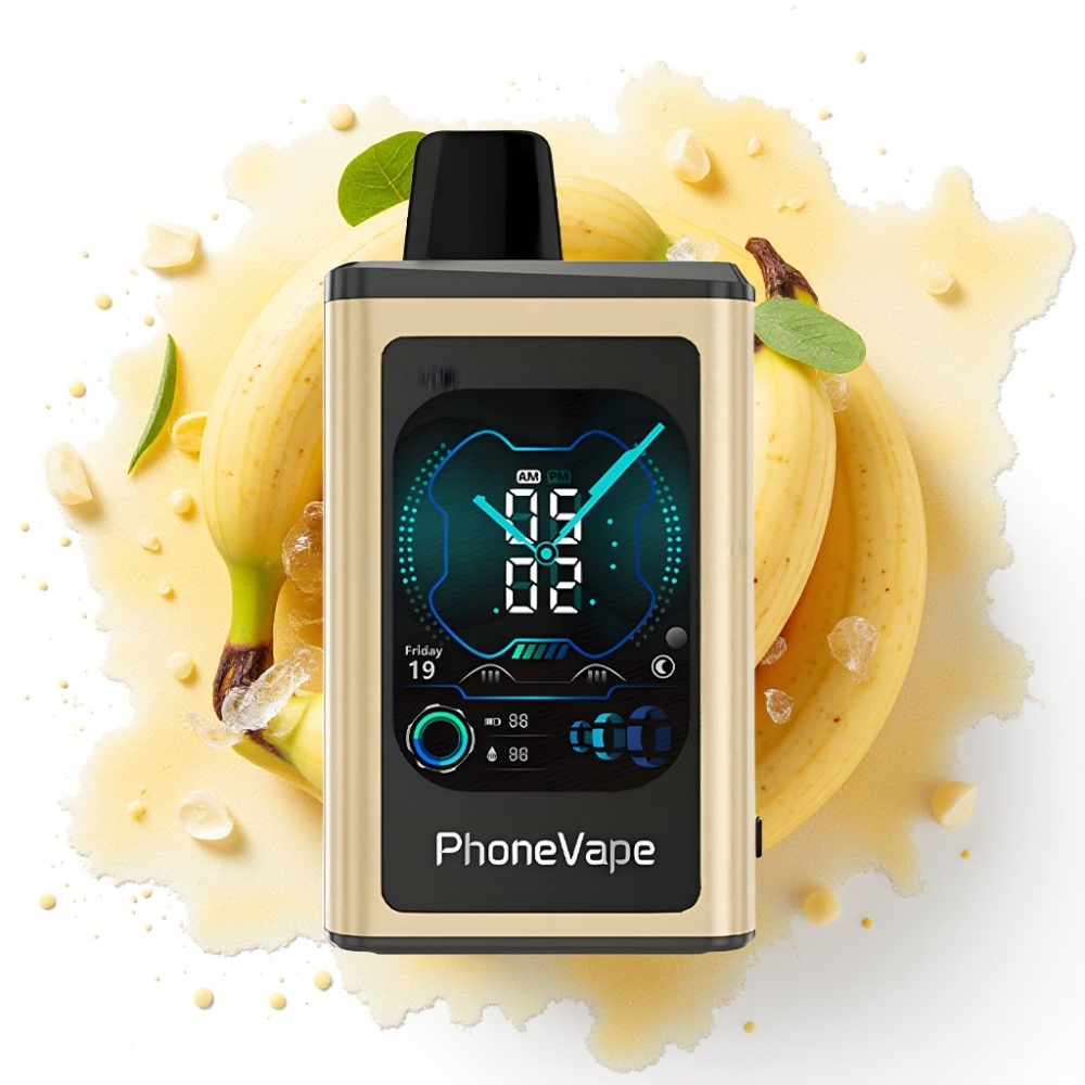 JNR PhoneVape 30000 puffs Engangsdamper Banan Is, 850mAh, Turbo Mode, Justerbar luftstrøm