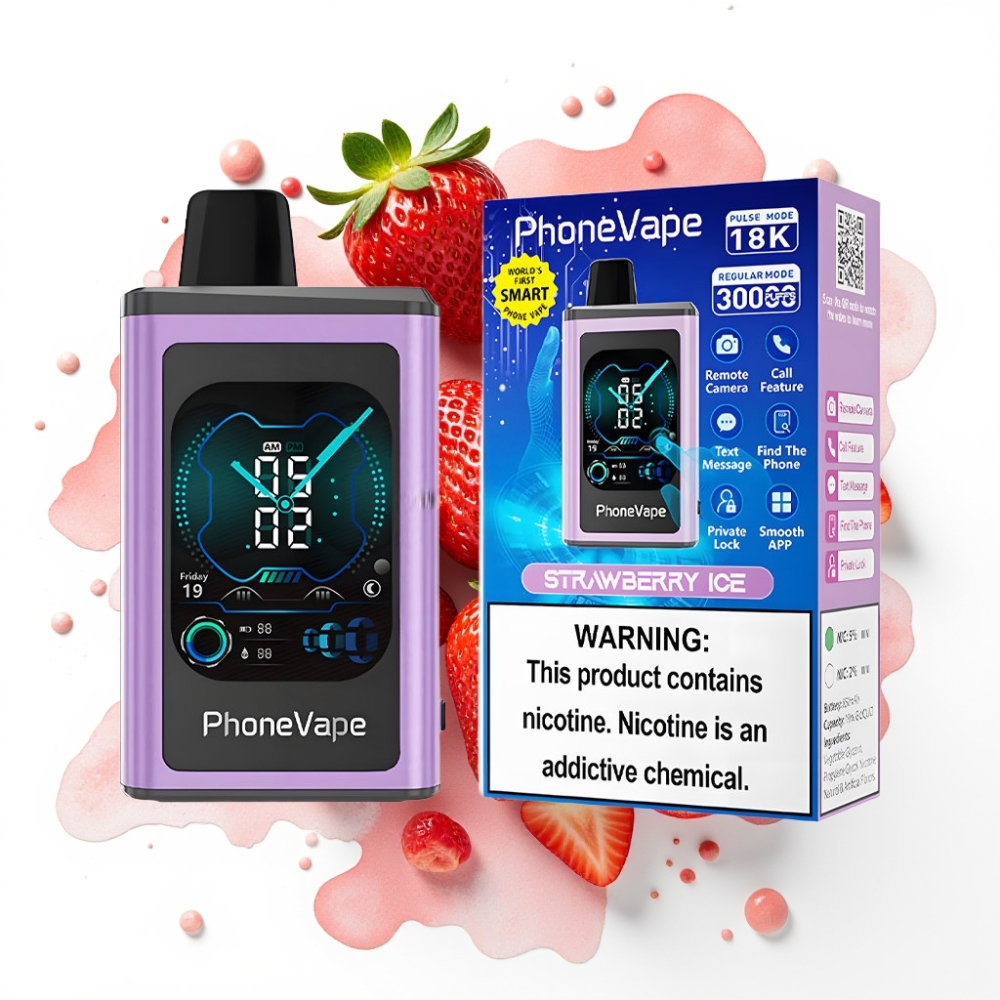 JNR PhoneVape 30000 puffs Engangsvape Jordbæris – 850mAh, Type-C, Turbo Mode