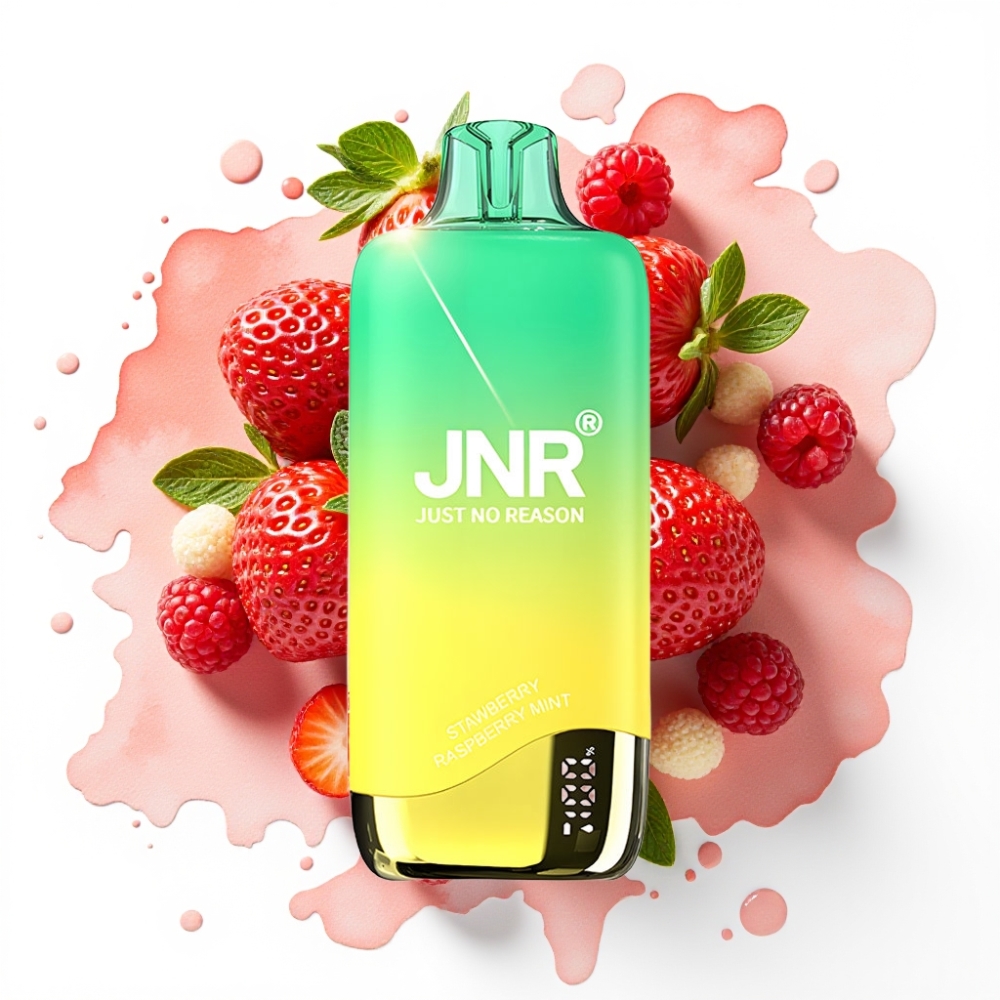 JNR Rainbow 10500 Puffs Disposable Vape Jordbær Bringebær Mynte – 10500 Puffs, 18ml, USB-C
