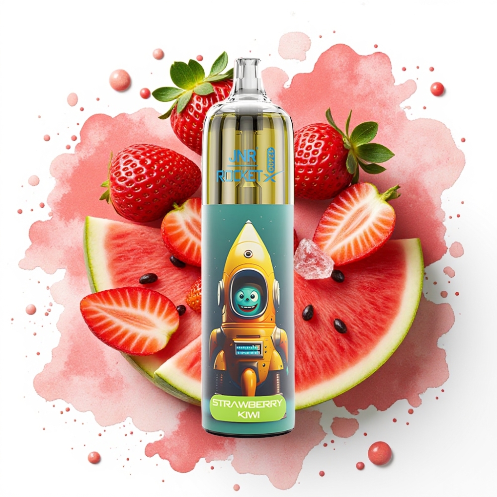 JNR Rocket-X 12400 Puffs Engangs Vape Jordbær Vannmelon Is – Justerbar Luftstrøm, RGB-lys, 1.2ohm Mesh Coil