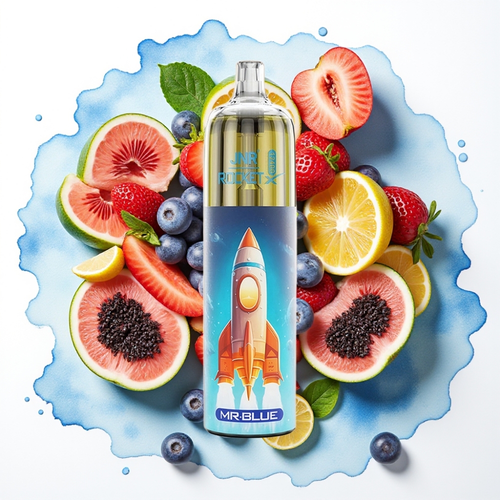 JNR Rocket-X 12400 Puffs Engangsdamper Mr Blå Justerbar Luftstrøm RGB 1.2ohm Mesh 850mAh