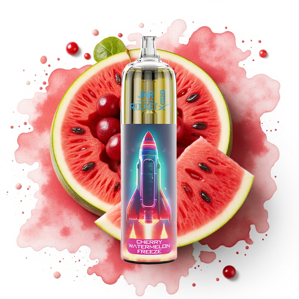 JNR Rocket-X 12400 Puffs Engangsvape med Justerbar Luftstrøm, 850mAh, 25ml – Kirsebær Vannmelon Fryse