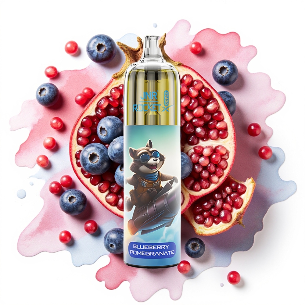 JNR Rocket-X 12400 Puffs Engangsvaper Blåbringebær Granateple – 25ml, 850mAh, Justerbar Luftstrøm