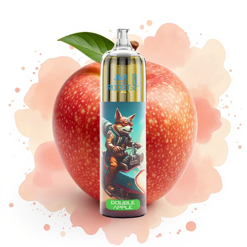 JNR Rocket-X 12400 Puffs Engangsvaper Dobbel Eple – Justerbar Luftstrøm, RGB-lys, 1.2ohm Mesh Coil