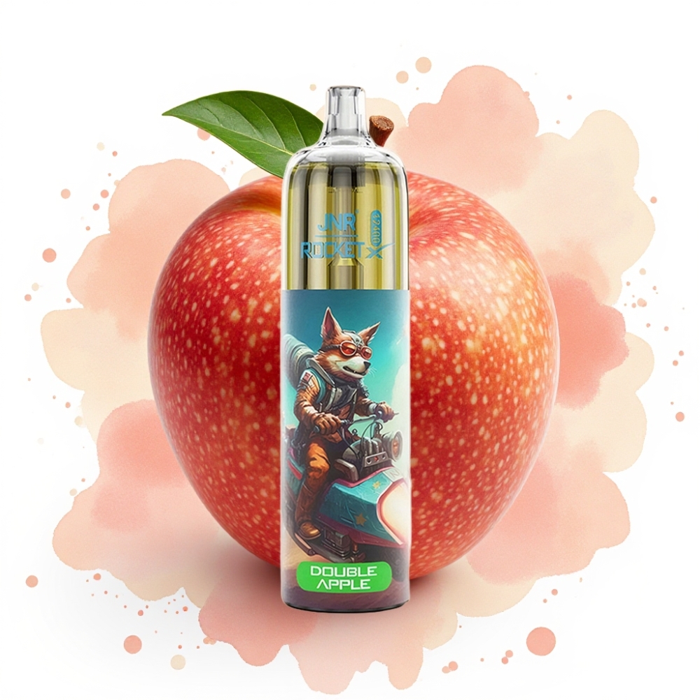 JNR Rocket-X 12400 Puffs Engangsvaper Dobbel Eple – Justerbar Luftstrøm, RGB-lys, 1.2ohm Mesh Coil