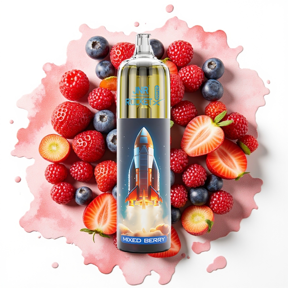 JNR Rocket-X 12400 Puffs Engangsvaper Justerbar Luftstrøm, 25ml, Blandet Bær