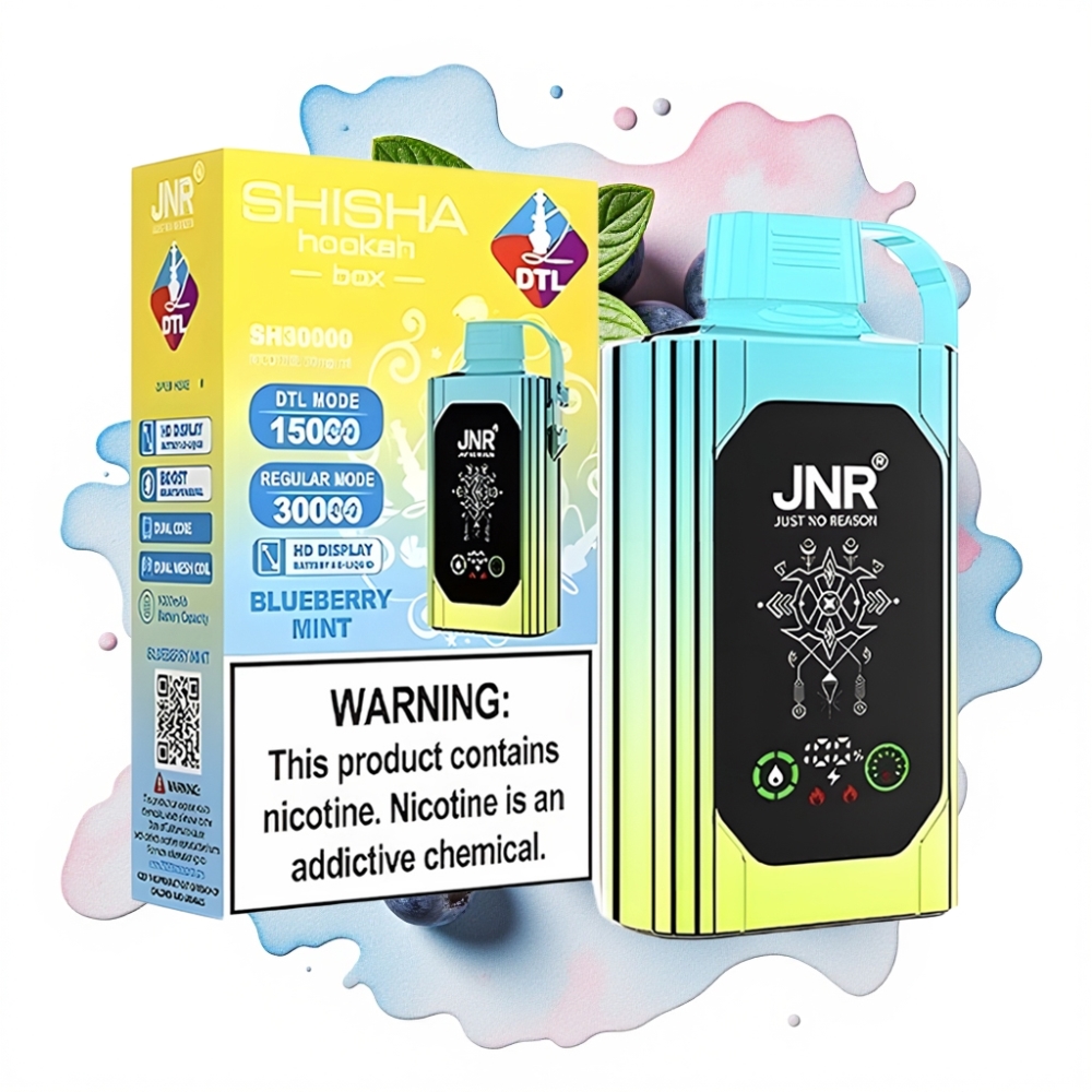 JNR Shisha Hookah Box 20500 Puffs Blåbær Mynte – 25ml, 1000mAh, Type-C