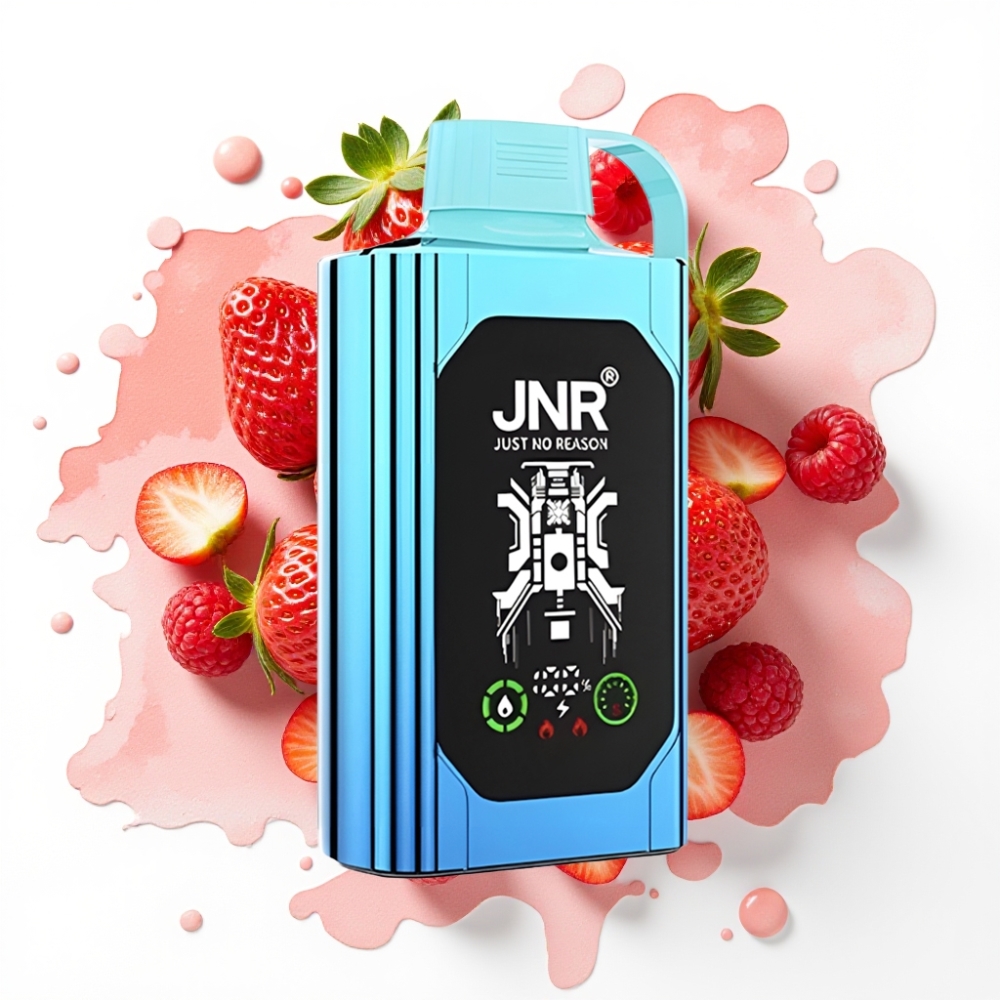 JNR Shisha Hookah Box 20500 Puffs Disposable Vape Jordbær Bringebær Candy – 25ml, 1000mAh, Type-C