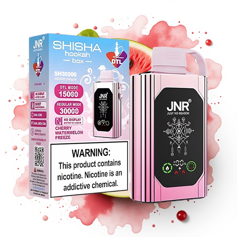 JNR Shisha Hookah Box 20500 Puffs Disposable Vape Kirsebær Vannmelon Fryse – 25ml, 1000mAh, Type-C
