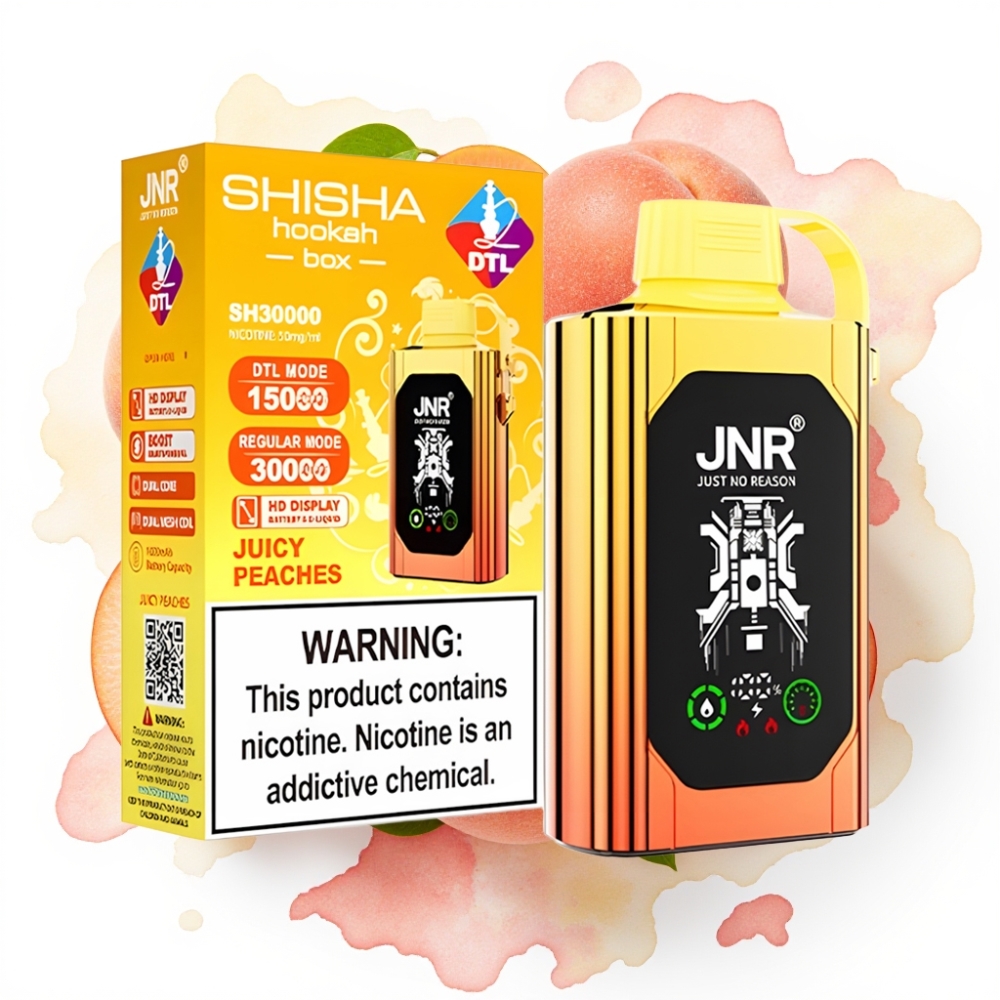 JNR Shisha Hookah Box 20500 Puffs Disposable Vape Saftige Ferskener – 25ml, 1000mAh, Type-C