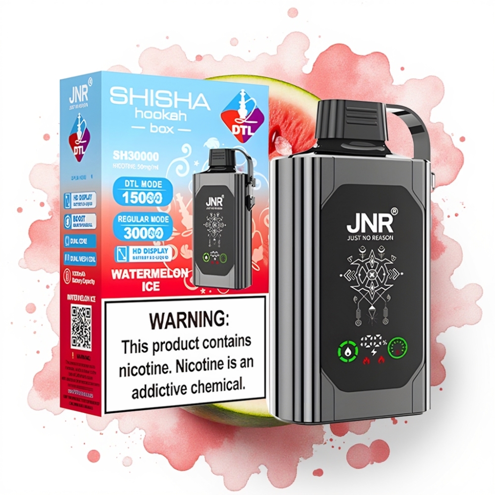 JNR Shisha Hookah Box 20500 Puffs Disposable Vape Vannmelon Is – HD Display, 25ml, Type-C