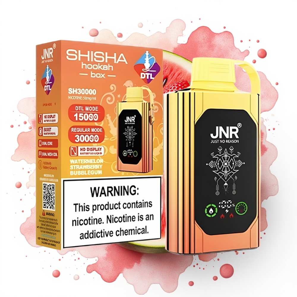 JNR Shisha Hookah Box 20500 Puffs Vannmelon Jordbær Bubblegum – 1000mAh, Type-C