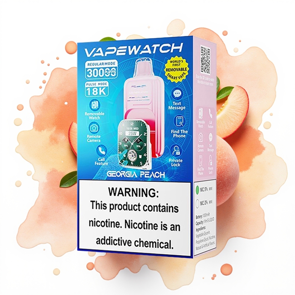 JNR VapeWatch 30000 Puffs Georgia Fersken – 19mL, 5%, Type-C